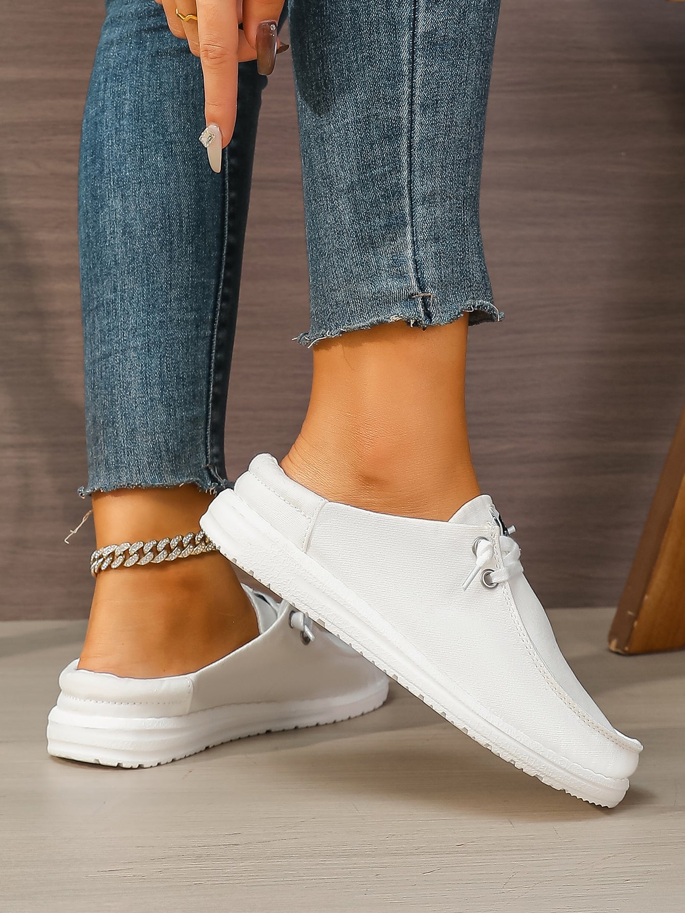 Women's White Casual Lace-Up Boat Shoes