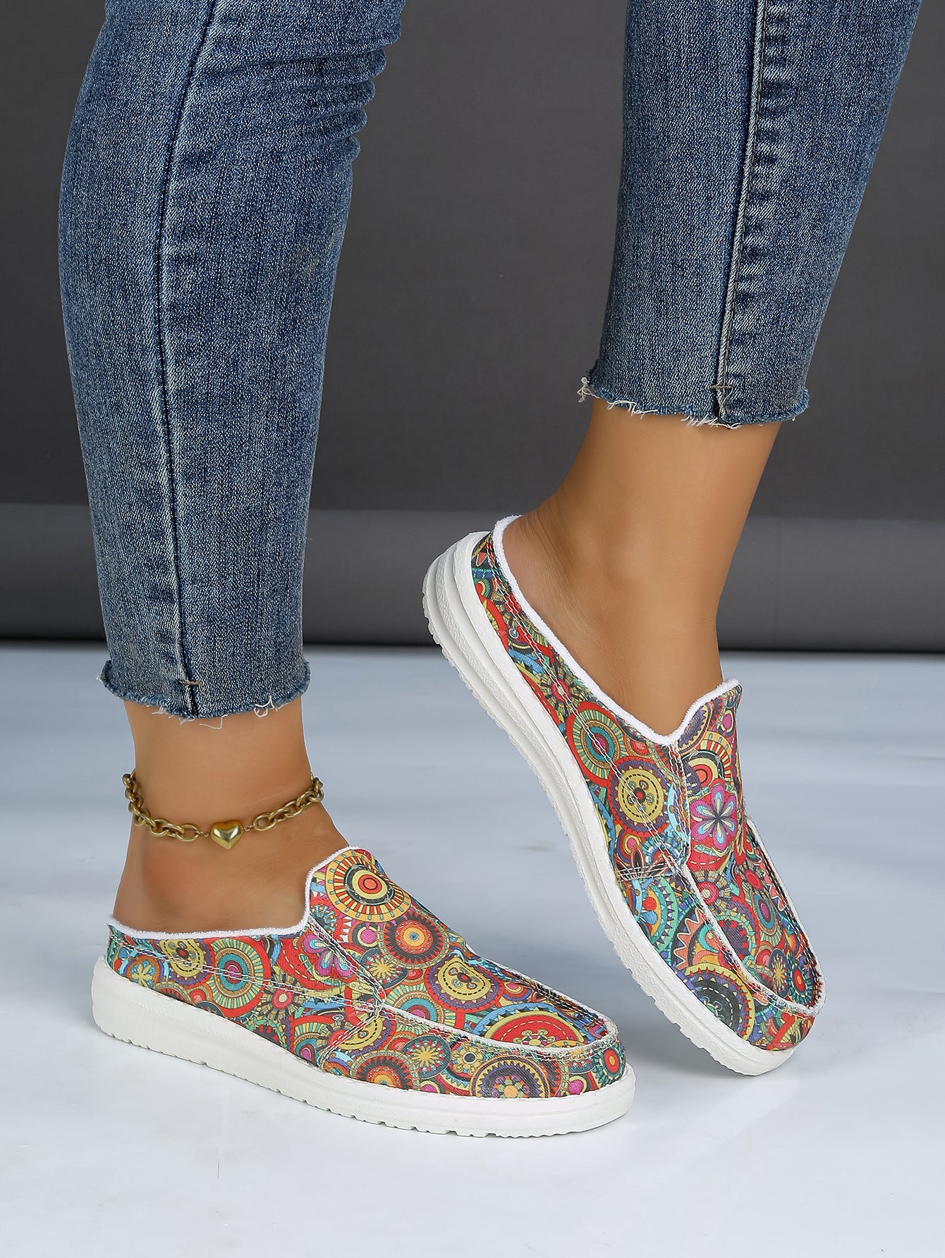 Women's Boho Print Slip-On Canvas Sneakers