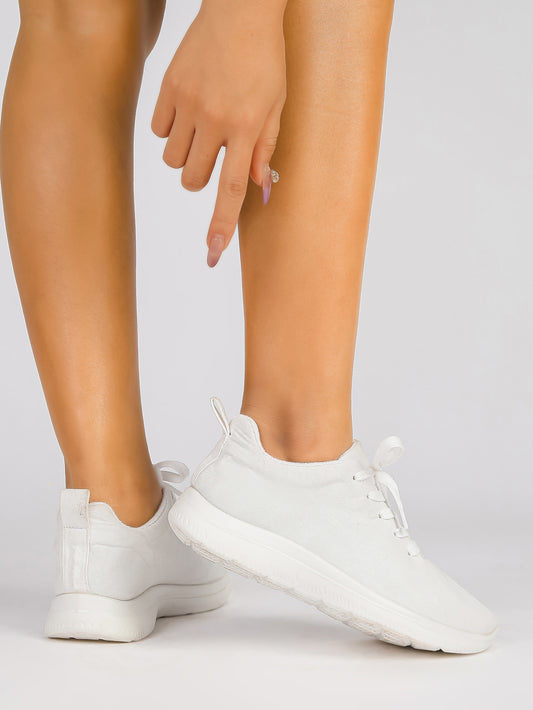 Timeless White Lace-Up Casual Sneakers