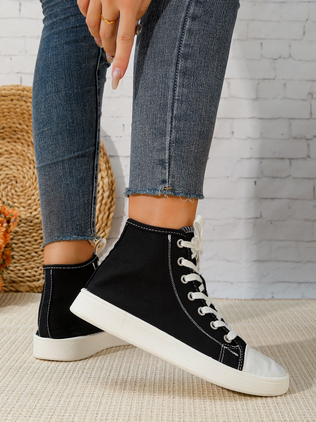 Women's High-Top Canvas Lace-Up Sneakers