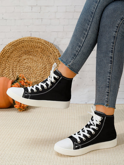 Women's High-Top Canvas Lace-Up Sneakers