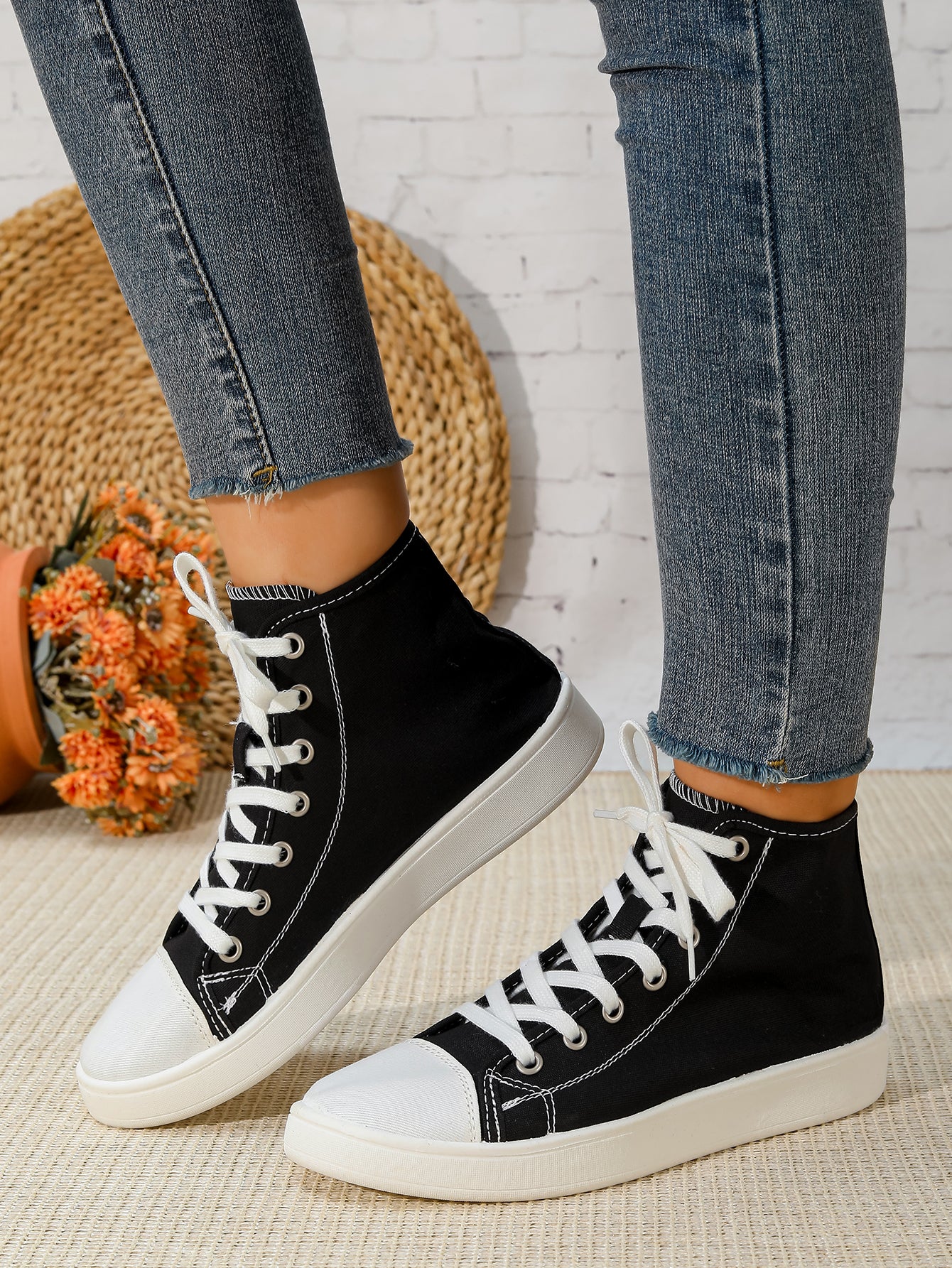 Women's High-Top Canvas Lace-Up Sneakers