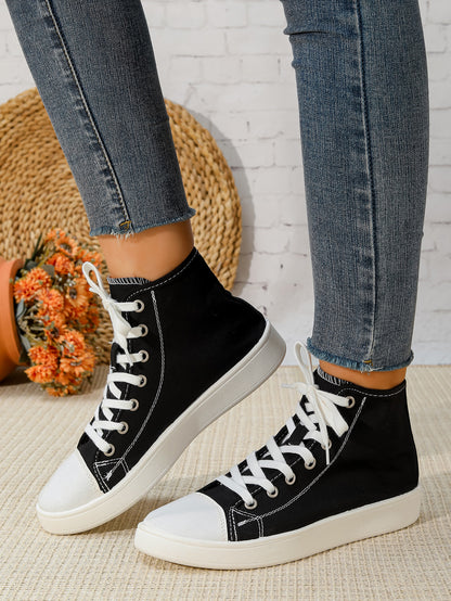 Women's High-Top Canvas Lace-Up Sneakers