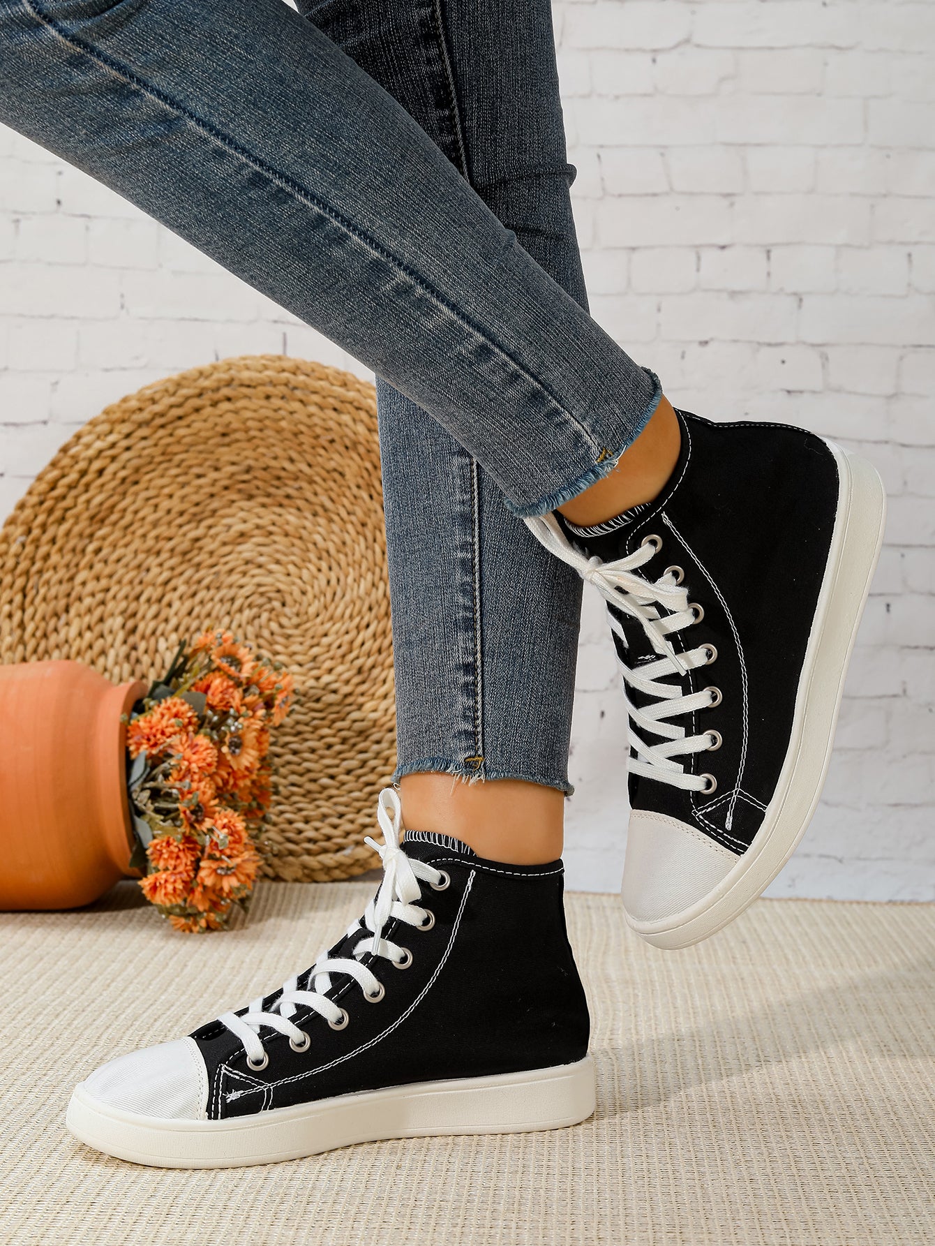 Women's High-Top Canvas Lace-Up Sneakers