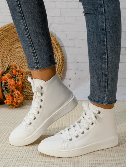 Women's High-Top Canvas Lace-Up Sneakers