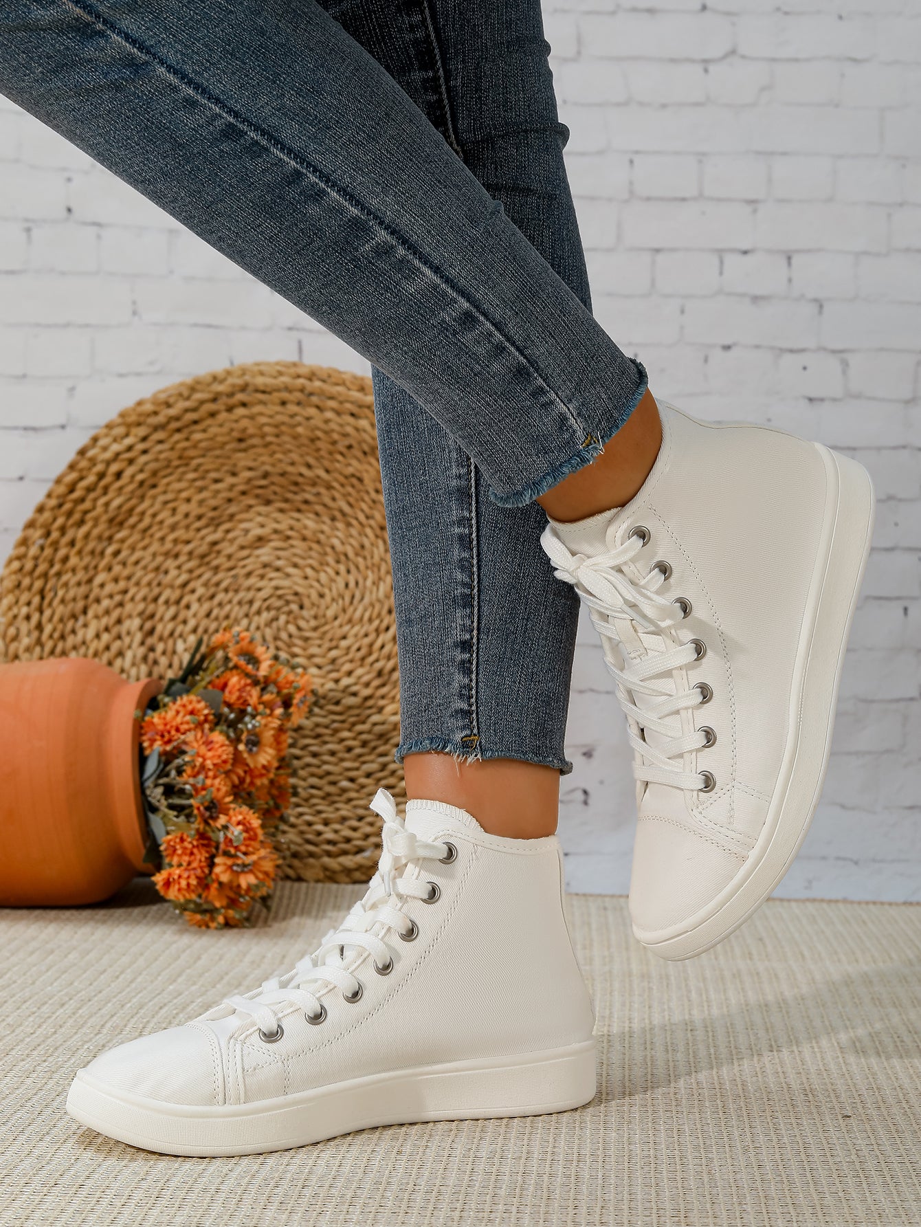 Women's High-Top Canvas Lace-Up Sneakers