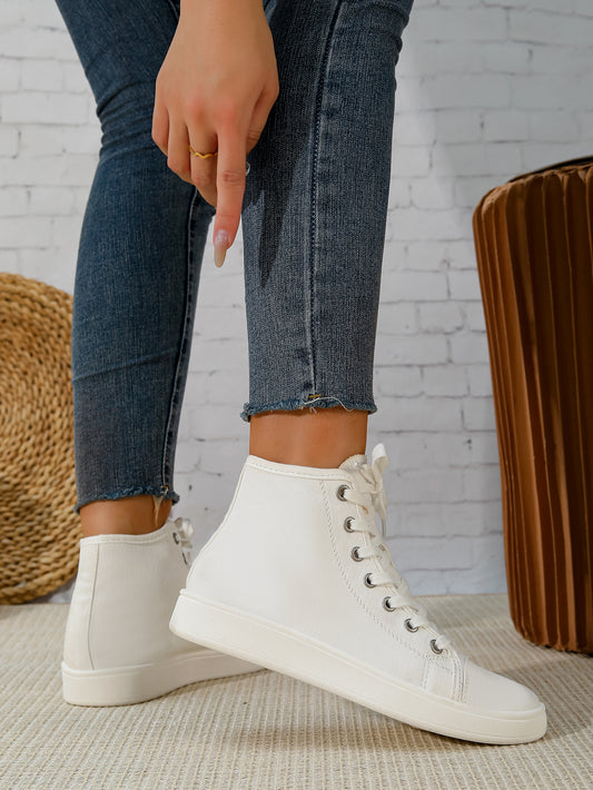 Women's High-Top Canvas Lace-Up Sneakers
