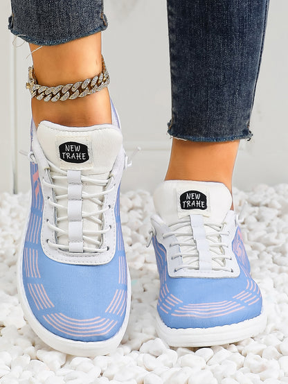 Women's Wave Pattern Lace-Up Sport Sneakers