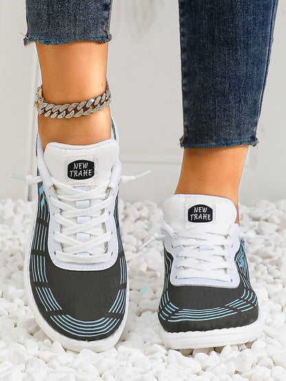 Women's Wave Pattern Lace-Up Sport Sneakers