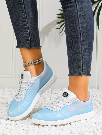 Women's Wave Pattern Lace-Up Sport Sneakers