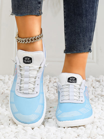 Women's Wave Pattern Lace-Up Sport Sneakers