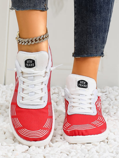 Women's Wave Pattern Lace-Up Sport Sneakers
