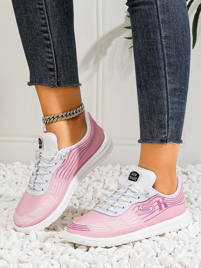 Women's Wave Pattern Lace-Up Sport Sneakers