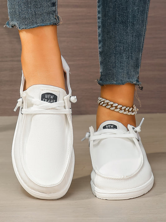 Women's White Casual Lace-Up Boat Shoes