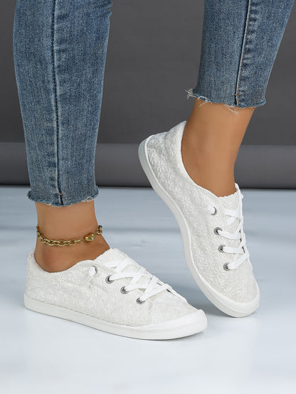 Women's Lace Floral Low-Top Lace-Up Sneakers