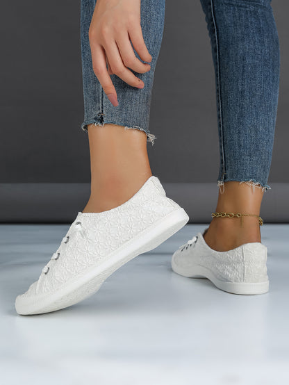 Women's Lace Floral Low-Top Lace-Up Sneakers