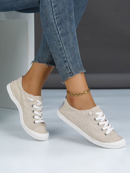 Women's Plaid Canvas Lace-Up Sneakers