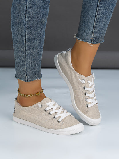 Women's Plaid Canvas Lace-Up Sneakers