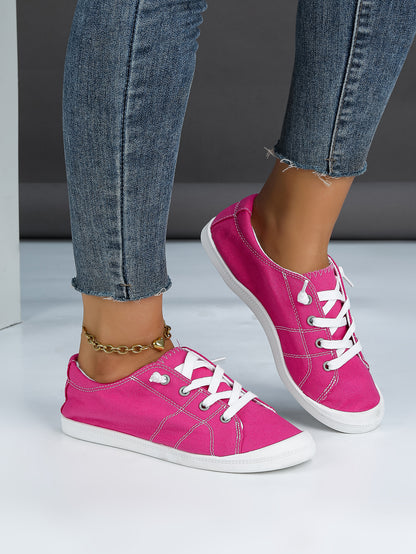 Women's Plaid Canvas Lace-Up Sneakers