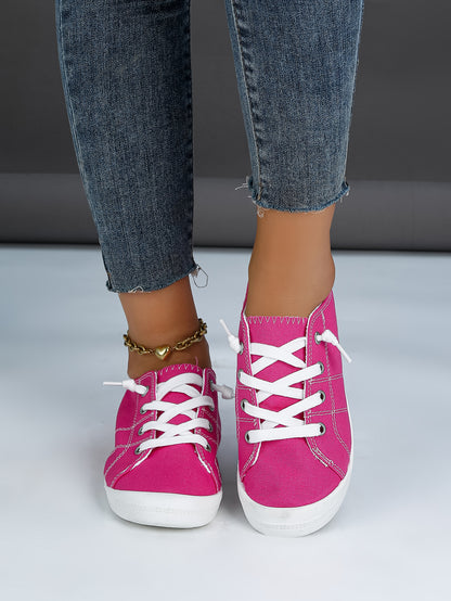 Women's Plaid Canvas Lace-Up Sneakers