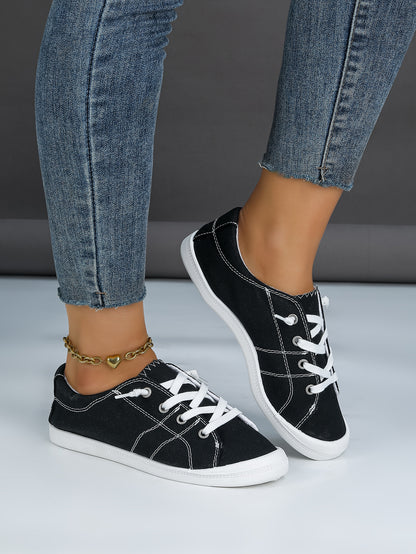 Women's Plaid Canvas Lace-Up Sneakers