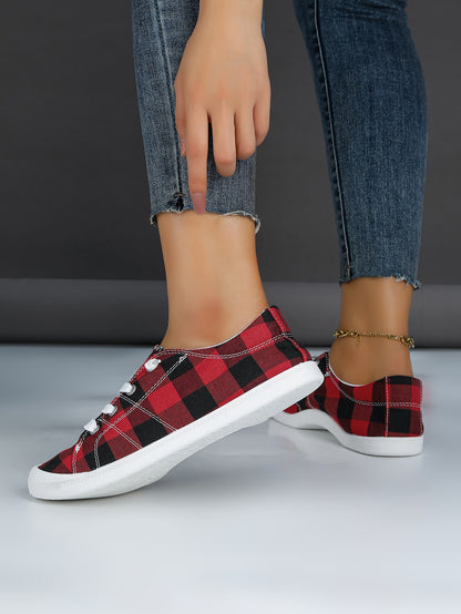 Women's Plaid Canvas Lace-Up Sneakers