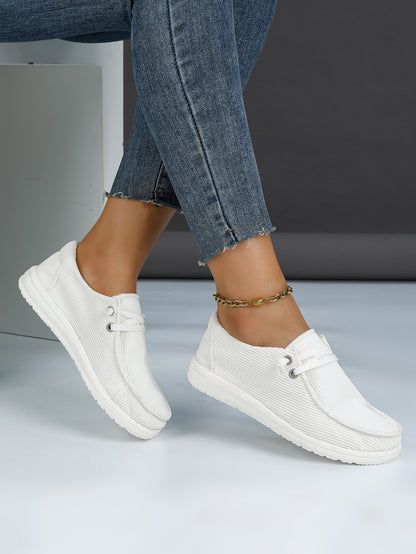 Women's Corduroy Lace-Up Boat Shoes
