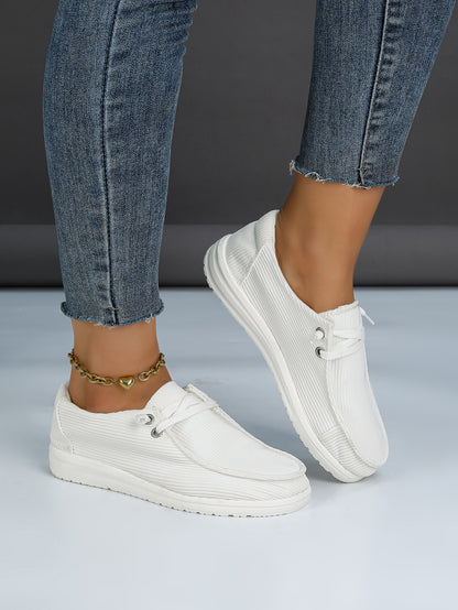 Women's Corduroy Lace-Up Boat Shoes