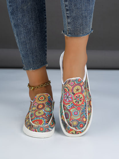 Women's Boho Print Slip-On Canvas Sneakers