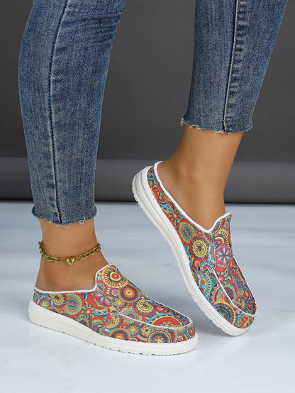 Women's Boho Print Slip-On Canvas Sneakers