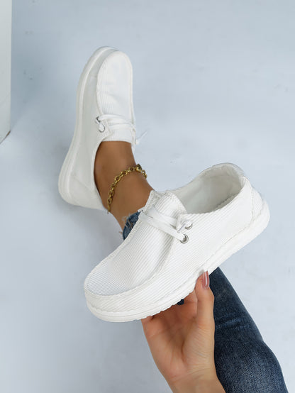 Women's Corduroy Lace-Up Boat Shoes