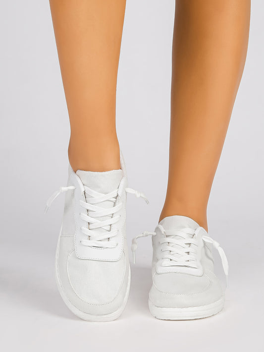 White Lace-Up Sneakers