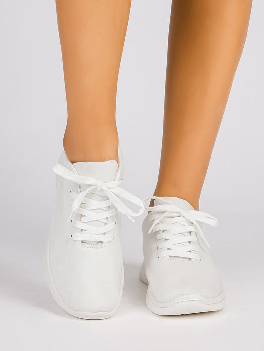 Timeless White Lace-Up Casual Sneakers