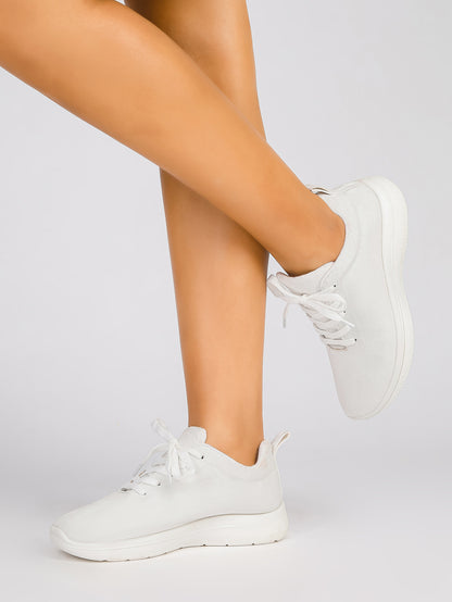 Timeless White Lace-Up Casual Sneakers