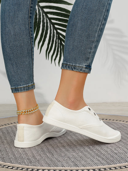 Women's White & Red Color Block Slip-On Canvas Sneakers