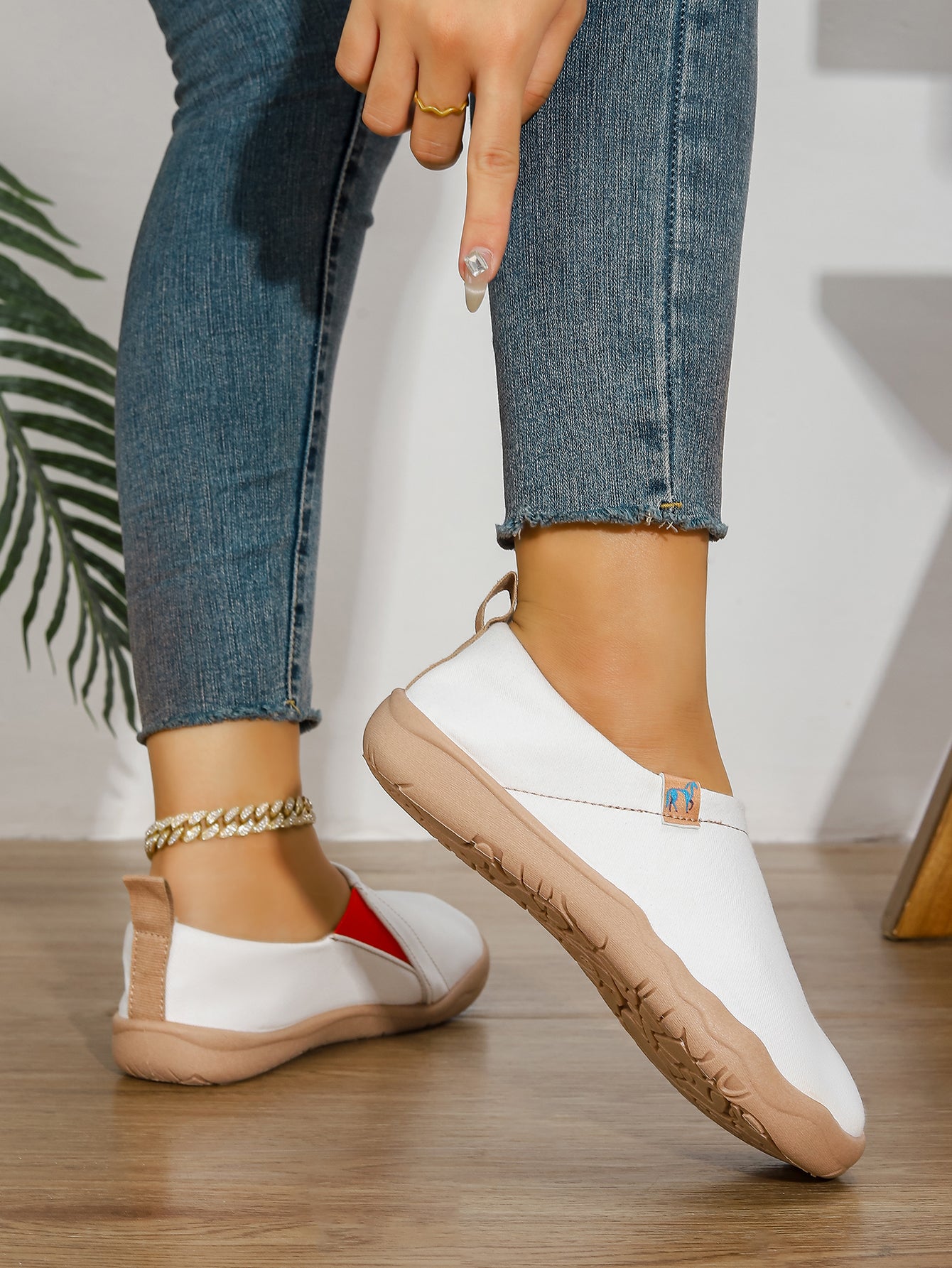 White Slip-On Casual Sneakers
