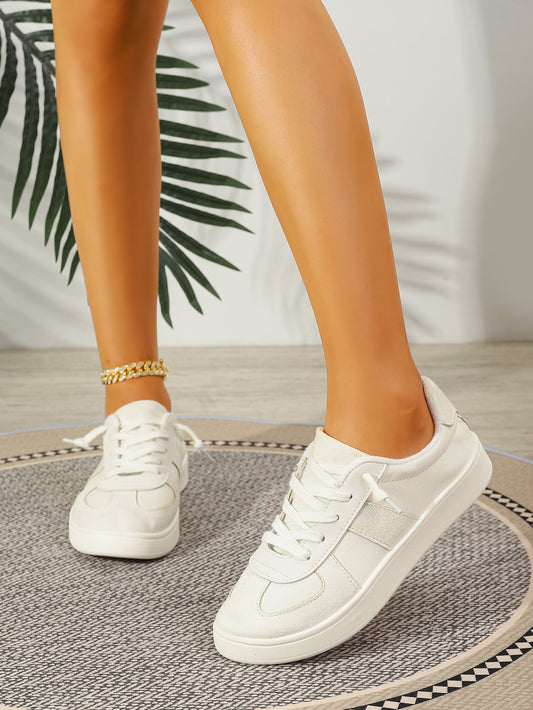 Women's Color Block Lace-Up Casual Sneakers