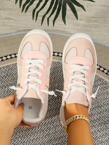 Women's Color Block Lace-Up Casual Sneakers