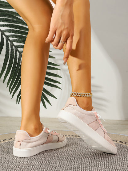 Women's Color Block Lace-Up Casual Sneakers