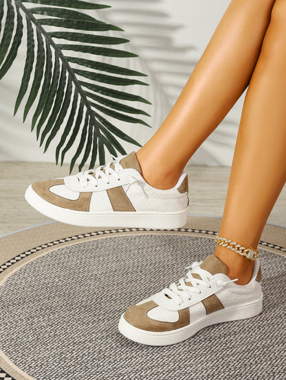 Women's Color Block Lace-Up Casual Sneakers