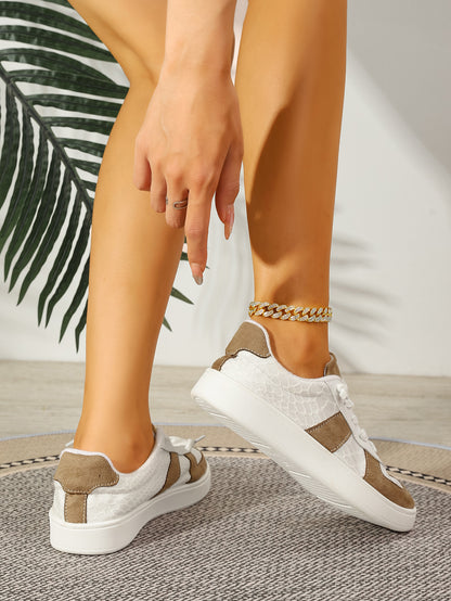 Women's Color Block Lace-Up Casual Sneakers