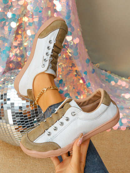 Women's Color Block Lace-Up Casual Sneakers