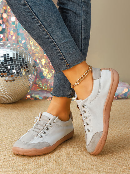 Women's Color Block Lace-Up Casual Sneakers