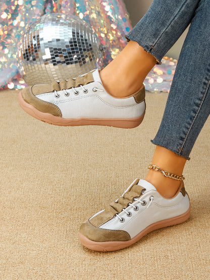 Women's Color Block Lace-Up Casual Sneakers