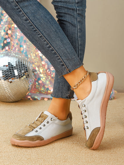 Women's Color Block Lace-Up Casual Sneakers