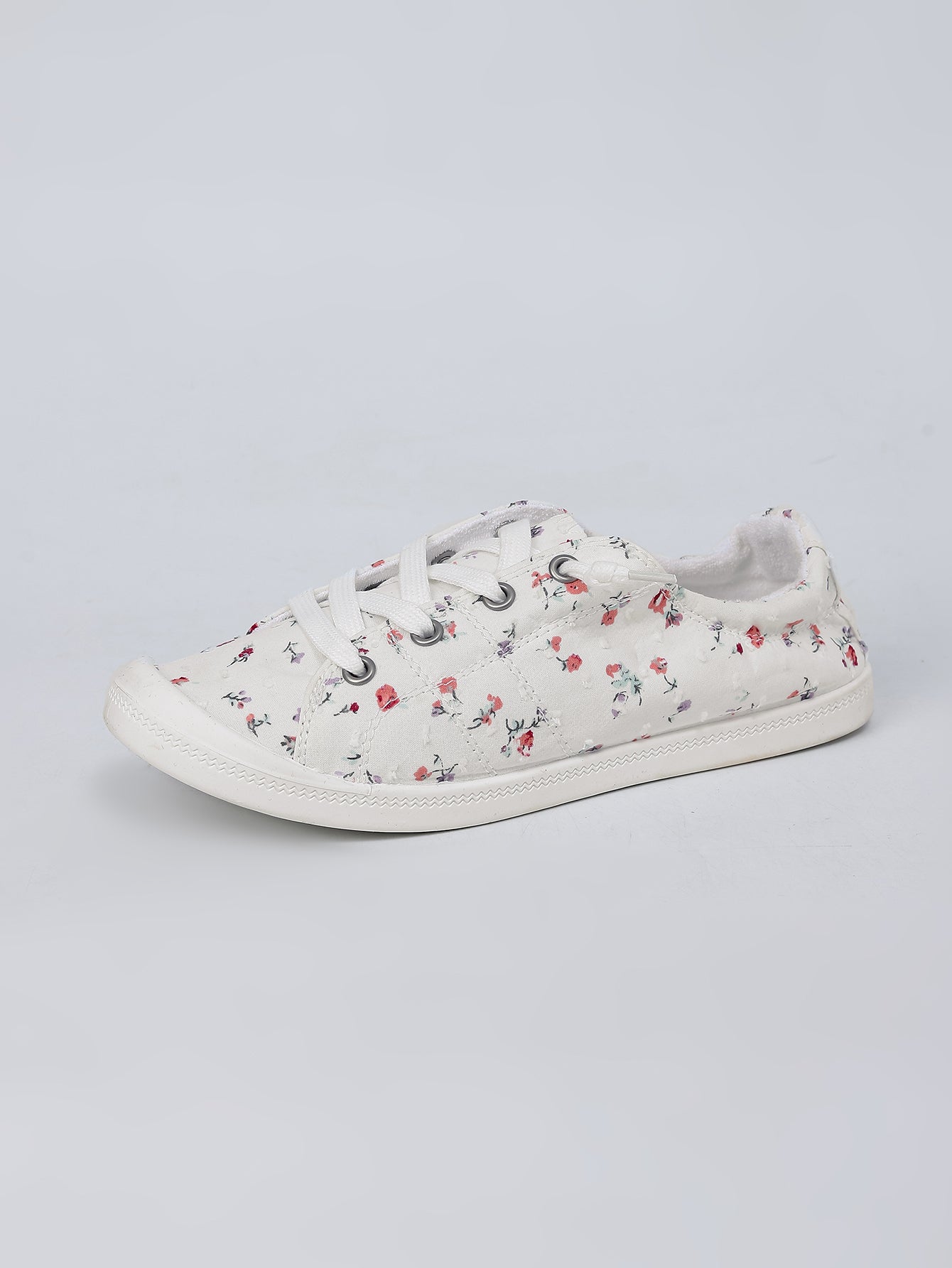 Women's Floral Print Low-Top Canvas Lace-Up Sneakers
