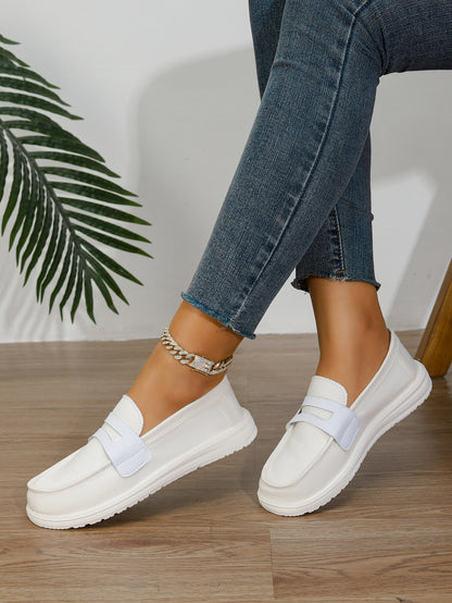 Women's White Canvas Penny Loafer Flats