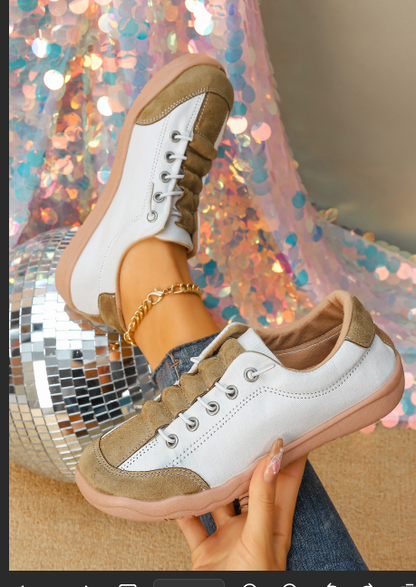 Women's Color Block Lace-Up Casual Sneakers