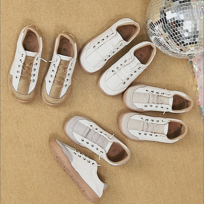 Women's Color Block Lace-Up Casual Sneakers
